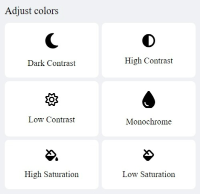 WebAccessify widget section showing accessibile colors and contrast features