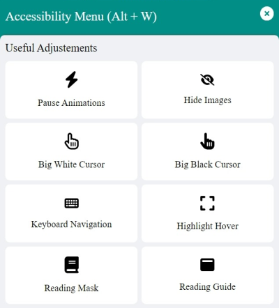 WebAccessify widget section showing accessible vavigation features